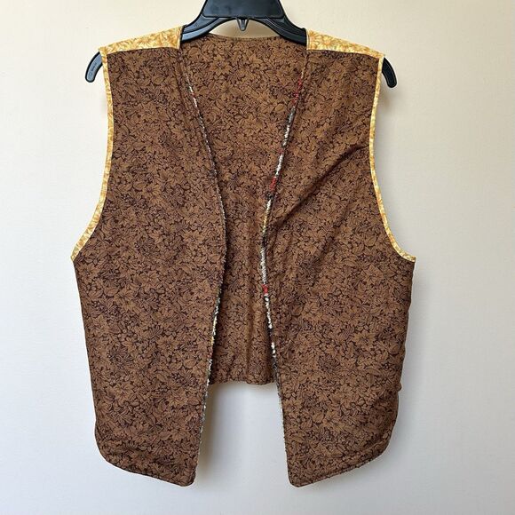 Reversible Vest Women’s One Size Cats Floral Textured Open Front Grannycore - Picture 4 of 8